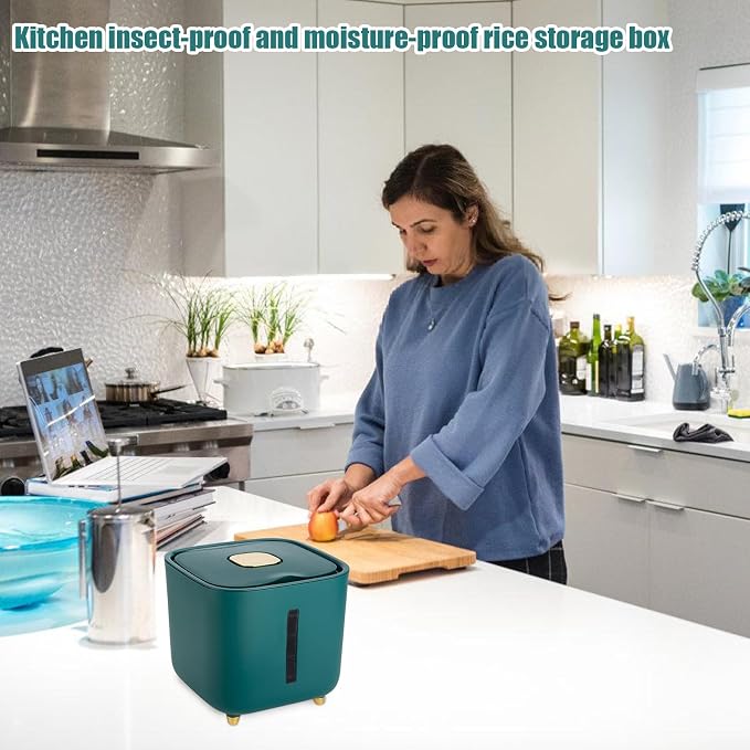 Grain Hopper - High Volume Sealed Provision Bin With Cover, Food Preservation Holder, Large Household Supply Vault, Animal Feed Reservoir, Clear Level Display | for Home Cupboard Pet Feeding Managemen