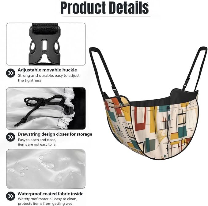 Mid Century Modern Car Seat Organizer-Backseat Storage Bag for Travel | Waterproof Durable. Holds Snacks Gear Essentials. Fits Most Cars.