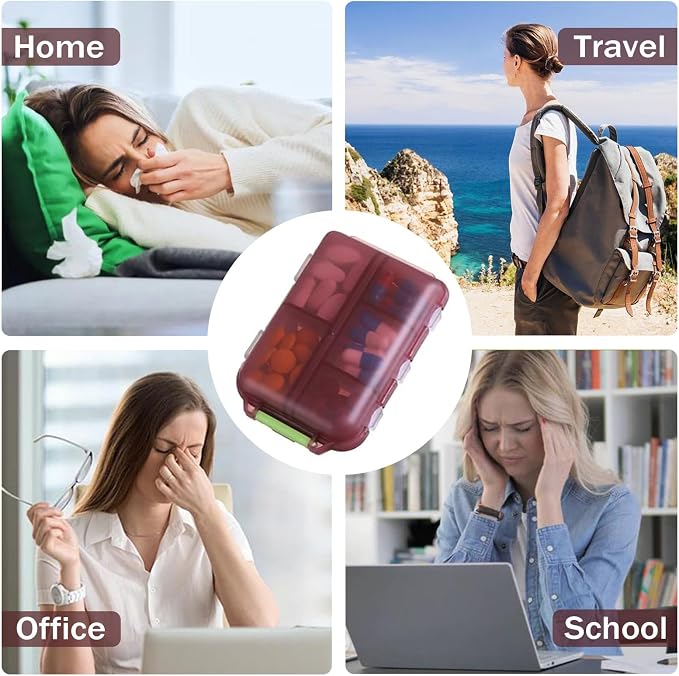 2PCS 7-Day Pill Organizer with Labels – Travel Pill Case, Daily Medication Organizer | Compact & Secure | Fits in Pocket/Purse (3.7” x 2.4”)