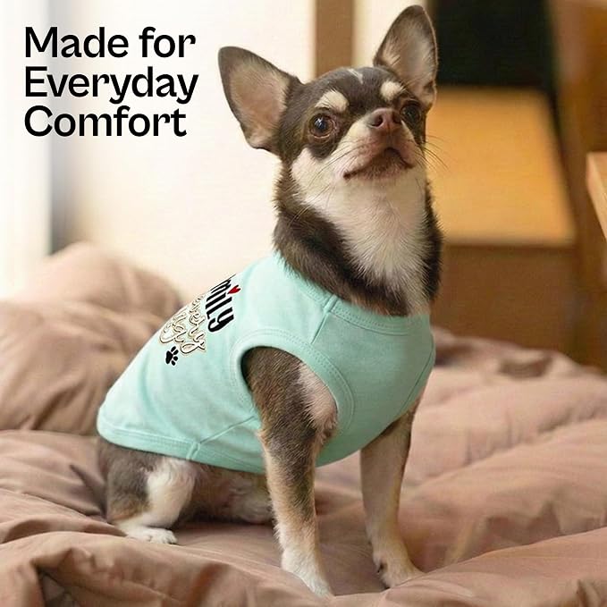 Parisian Pet Dog Shirt – 100% Cotton Shirts for Large Dogs – Blue Sleeveless Pet Clothes – Lightweight and Breathable Dog Apparel – Family is Everything Dogs Clothes - Stretchy Pet T Shirts