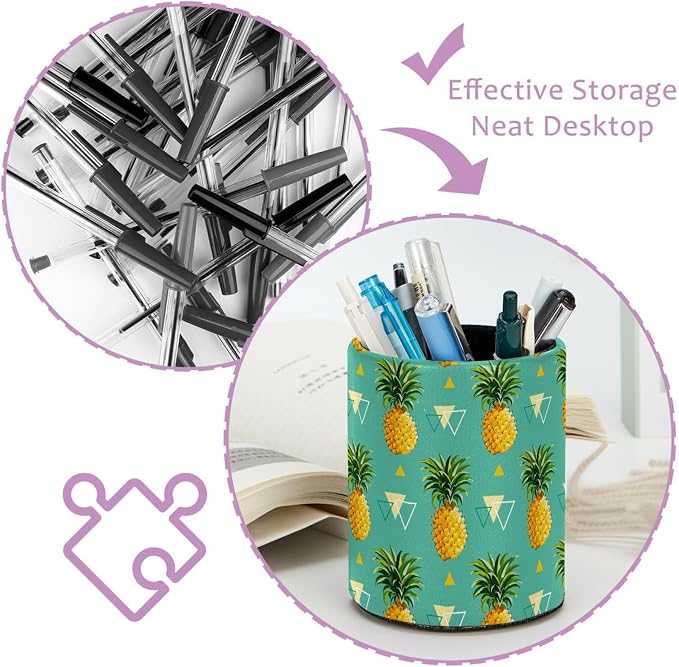 Pen Holder For Your Desk, Pencil Holder Organizes All Pens, Pineapple and Triangle Pen Cup For Your Office Decor