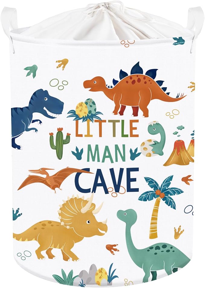 Clastyle Large Boho Dinosaur Pterosaur Boy Book Toy Storage Basket Dino Palm Tree Clothes Laundry Hamper for Kid Room Nursery, Colorful 45L