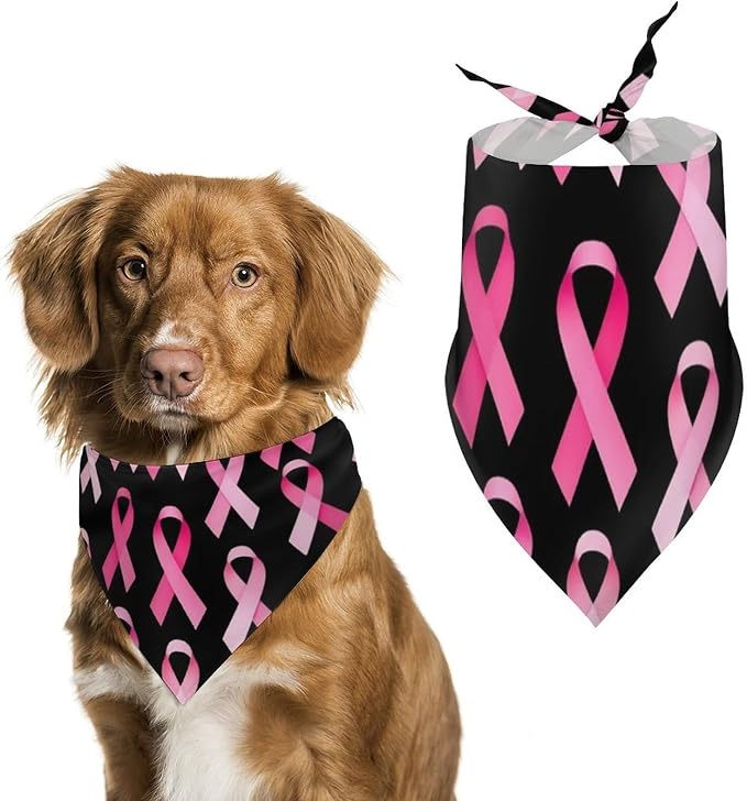 Soft and Lightweight Pet Accessories Scarf Breast Cancer Awareness Ribbons Pink for Small, Medium, Large Dogs and Cats Camping, Hiking, Casual Daily Use