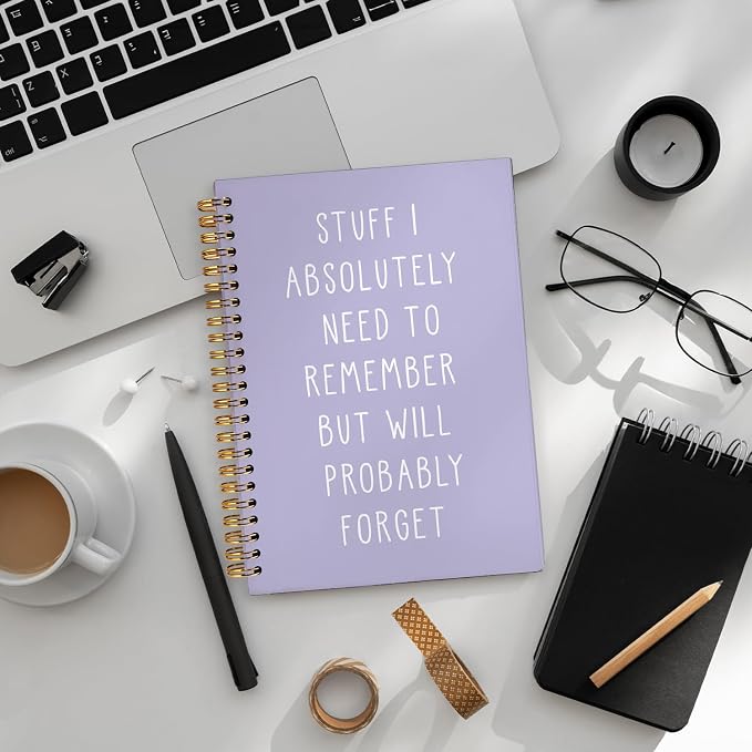 LIANGW Funny Purple Notebooks for Work, Coworker Office Gifts for Women | Funny Work Gifts for Coworkers & Boss, Fun Spiral Notebooks Journals for Writing, Funny Office Supplies 5.5x8.3 Inch