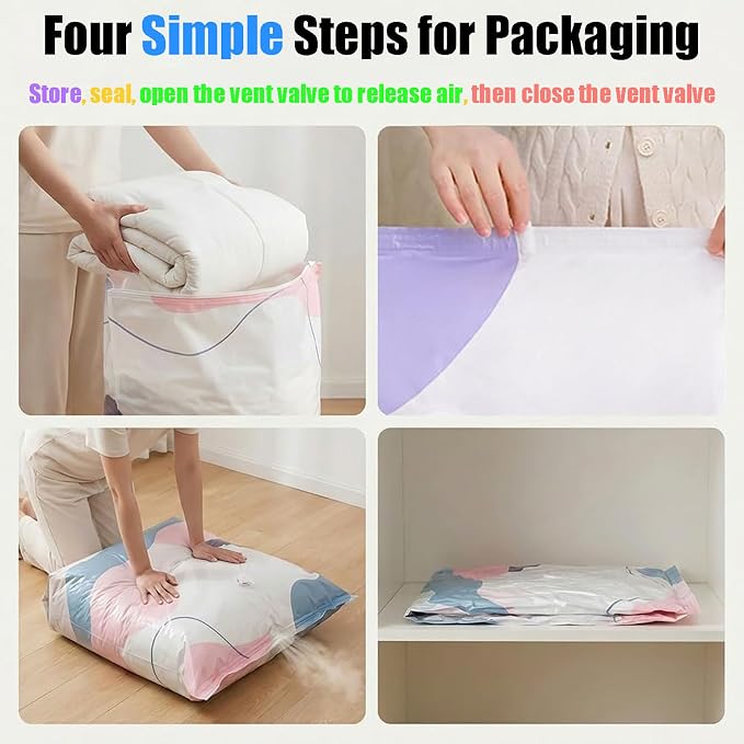 3 Pack Cube Compression Space Saver Bags, No-Pump 3D Vacuum Storage Bags | Large Size Storage Solution, Protect Clothes from Moisture & Dust, Ideal for Bedding, Seasonal Gear & Travel