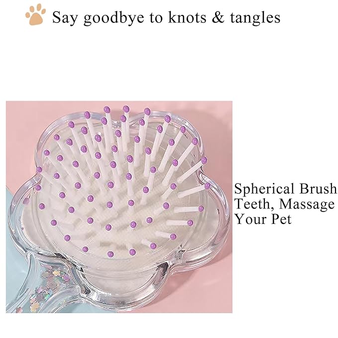 Soft Dog Brush for Small Dogs | Gentle Puppy Brush for Yorkies, Shih Tzus, Maltipoos & Maltese | Pet Hair Removal with Soft Bristles | Dog Brush for Shedding (Glitter Blue)