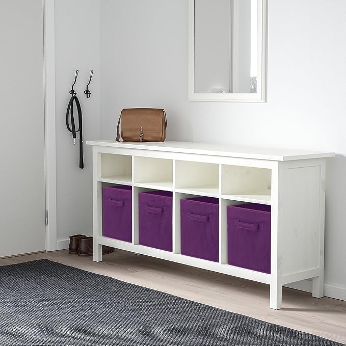 PowerKing Collapsible Storage Cubes, Farbic Storage Bins, DarkPurple, 6Pack | Sturdy, Lightweight, Easy Pull Handle, Closet & Shelf Organizer, Clothes and Toys Storage, 10.5'' x 11'' x 10.5''