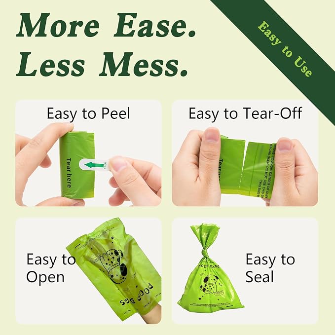Dog Poop Bags rolls with Dispenser,120 pack Plant-Based Material | Dog Waste Bags Extra Thick Leak-Proof , Lavender-Scented Dog Poop Bags, 13x9 Inch for Bags for Dogs Walking and Cat Litter
