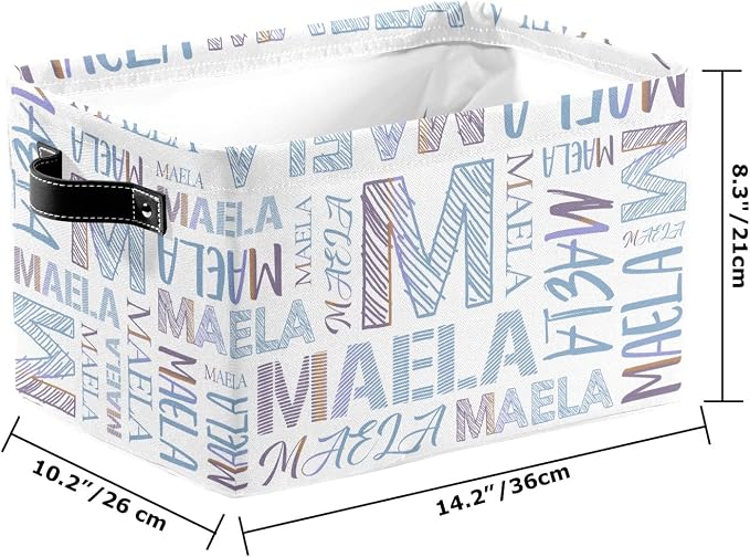 Foldable Personalized Storage Box for Boys Girls with Name Waterproof Kids Custom Storage Bin Baskets Cube Boxes Organizer with Handles for Organizing Shelf Closet, 1 Pack