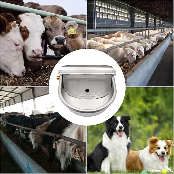 Automatic Dog Water Bowl Dispenser 85oz, 304 Stainless Steel Self-Filling Bowl with Brass Float Valve for Outdoor Large Breeds, Fit 3/4" GHT Faucet - Ideal for Chickens Livestock