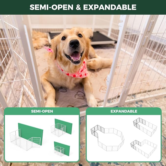 FXW Homeplus Indoor Dog Playpen, 40" H, 6 Panels, for Medium & Large Dogs | Stress-free play, Heavy-duty, Semi-open design, Easy setup, Threshold-free gate, Expandable, Patented