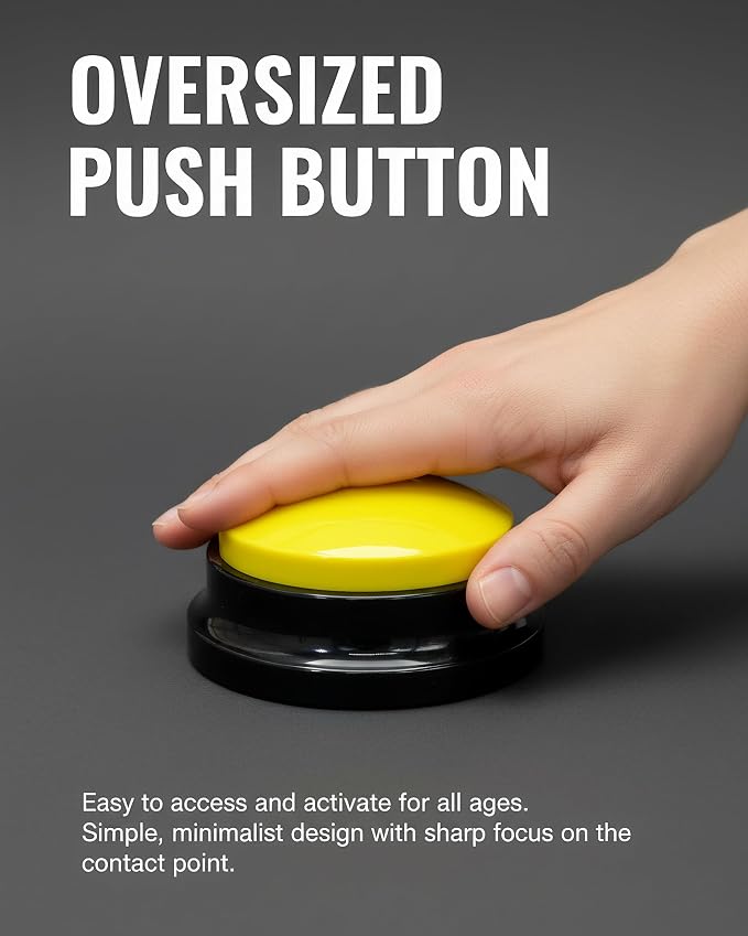 Dog Buttons for Communication Voice Recording Buttons for Classroom and Pet Training 30-Second Record & Playback Dog Buttons for Study, Office, Family, and Kids (Yellow, one)