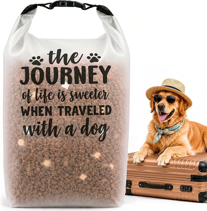 Airtight Dog Food Storage Bag,14 Cups(5lbs) Portable Pet Food Travel Bag With Roll-Top Closure For Travel, Keeps Kibble Fresh For Hiking Camping Rv Road Trip