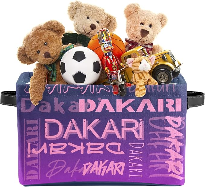 Personalized Storage Bins with Name Custom Kids Storage Basket Cubes Organizer with Handles for Organizing Boys and Girls Toys Shelf Closet Nursery Baskets Boxes, 1 Pack