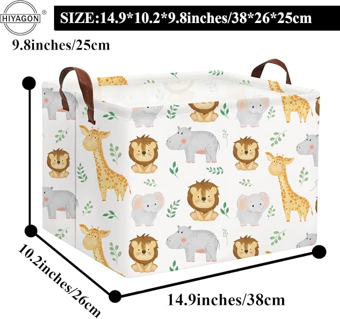 Baby Basket Woodland Storage kids Baby Boy Girls Basket Rectangular Storage Bin Organizer Boxes for Room Decor Books(Baby Hamper)