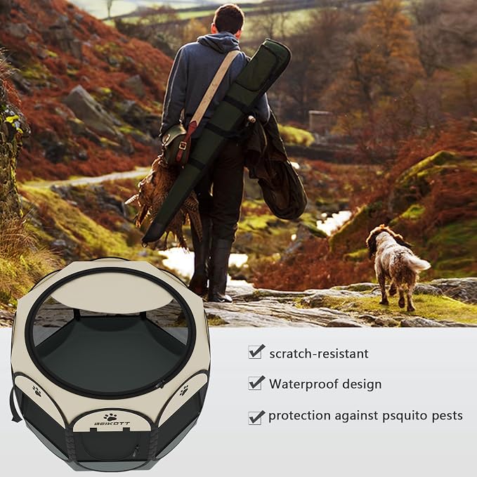 Cat Dog Playpen, Foldable Pet Puppy Dog Playpen, Cat Tent Crates Cage, Portable Playpen for Dogs Cats Rabbits Pigs Bunny Indoor/Outdoor, Pop Up Dog Kennel Playpen Enclosure with Carring Bag