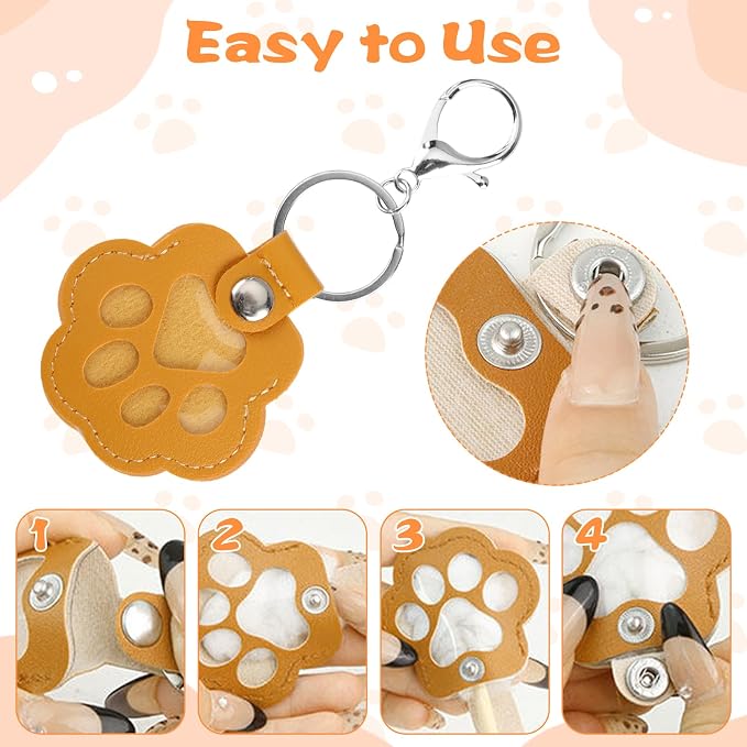 8 Pcs Pet Paw Keychain with Lobster Clasp,Pet Fur keepsake Photo Storage Keyring Hair Keychain Set, Portable Memorial Charm,Handmade Bag Purse Key Holder,Father Day Graduation Gift