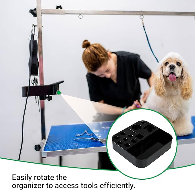 MESINURS Pet Grooming Tool Organiser - Dog & Cat Beauty Tools Storage Holder, Animals Cosmetology Table Aid Accessories, Rotatable, 7.1" x 7.1", 1 Pcs