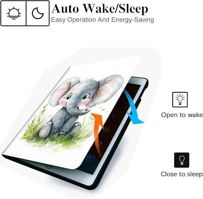 for Microsoft Surface Go 4/3/2/1-10.5" 2021 Tablet Case,Auto Wake/Sleep,Adjustable Stand Protective Cover - Cute Elephant