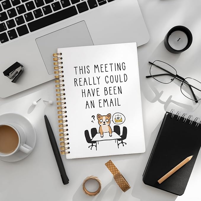 Meeting Notebook Journal Office Gifts for Coworkers Bosses | This Meeting Really Could Have Been An Email, Dog Notebook Journal, Funny Work Spiral Notebook, 5.5x8.3 Inch
