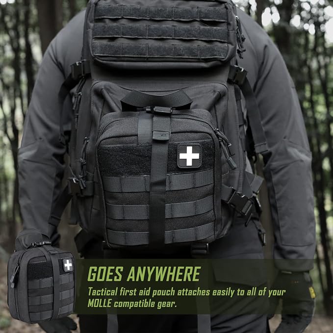 LIVANS 1000D First Aid Bag Empty, Medical Ifak Pouch for Emergency & EMT | Molle Compatible, Rip-Away & Quick-Release Design, Versatile for Tactical, Camping, Hiking and Travel