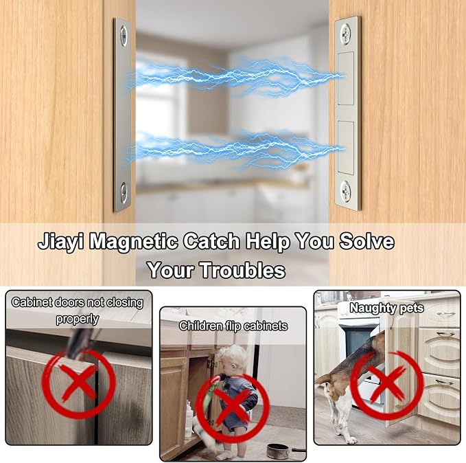 Magnetic Door Catch, Drawer Magnets to Stay Closed, Jiayi 30 LB 2 Pack Cabinet Door Magnets for Closures Wardrobe Cabinets Closet Closing