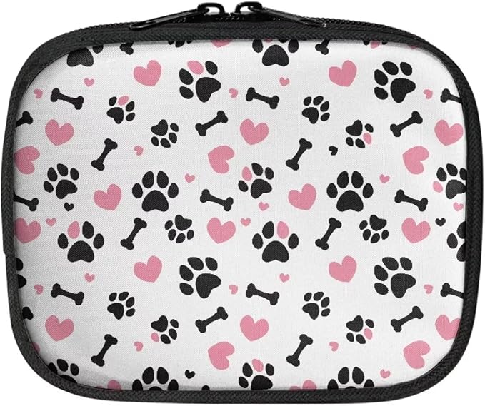 Dog Paw Print First Aid Kit for Dogs,Pet Emergency Survival Kit for Dogs Empty First Aid Kit Bag Portable First Aid Pouch with Zipper Small Medical Bag