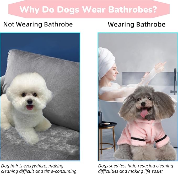 Petyoung Pet Bathrobe Dog Pajama Thickened Hooded Bathrobe Quick Drying and Super Absorbent Dog Bath Towel Soft Pet Nightwear for Puppy Small Dogs Cats