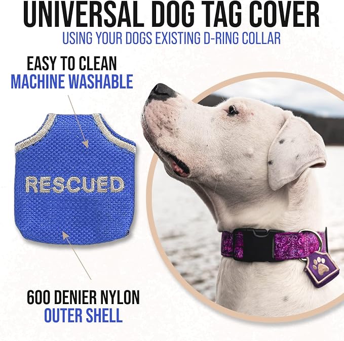 Woofhoof Dog Tag Cover (Blue Rescued)