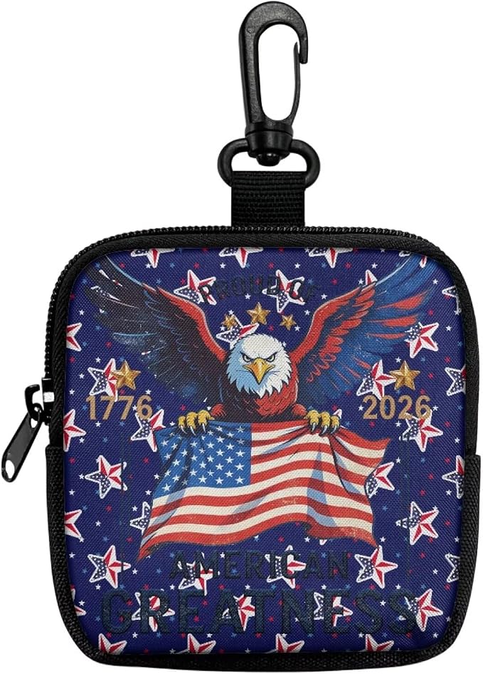 Dog Training Pouch Lightweight Zipper Dog Treat Bags Training Pouch Small Puppy Snack Dispenser Portable to Take Pet Eseentials American 250 Years Theme