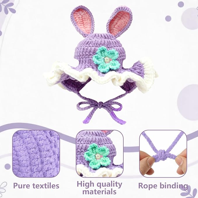 Cute Cat Hats Costume Suitable for 5 to16 lbs - Rabbit Kitten Hat Head Circumference 11" or Less Cat Hats for Cats only Pet Photography Outfits