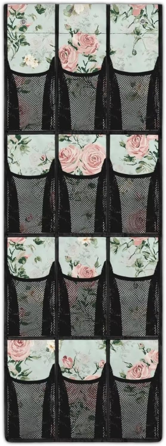 Hanging Storage Bags,Rose Shoe Organizer Door Hanger,Space Saver Hanging Shoe Storage Hanging Bag Waterproof Reusable