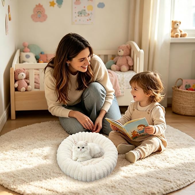 Cat and Dog Sleeping Mat, Round Pet Relaxation Bed | Washable Puppy Kitten Donut Bed | Non-Slip Round Comfortable Thick Dog Bed Cat Sofa For Small Dogs, Cat