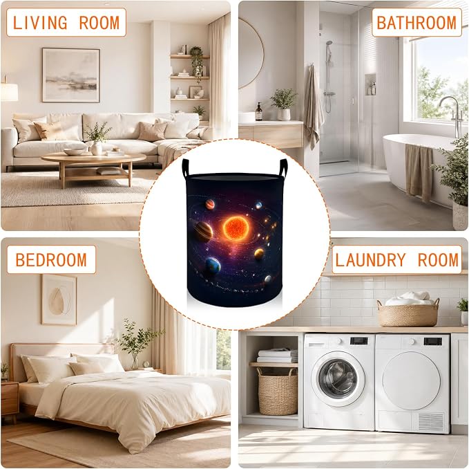 Dreamy Galaxy Laundry Basket, Planet Galaxy Space Oxford Cloth Dirty Clothes Collapsible Hamper for Room Decor, Astronomy Gifts, Toy Organizer 19.7 x 15.7 Inches for Bedroom Bathroom Dorm