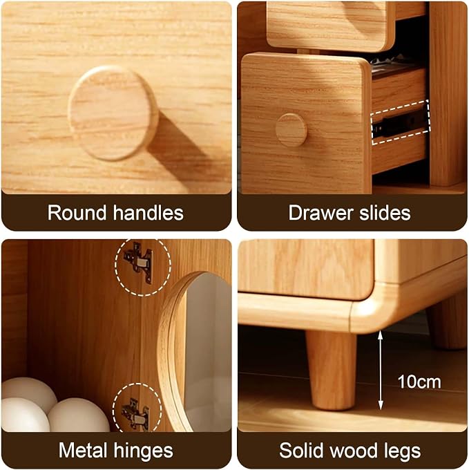 Wooden Nightstand with Cat House, Small Bedside Table with Double Drawers | Home Side Table, Multi-Functional Cat Furniture for Bedroom, Living Room, Corner