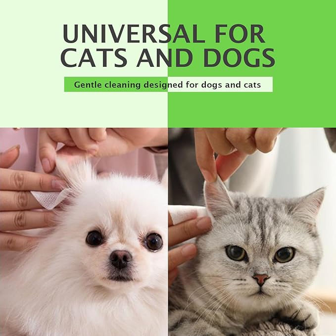 Dog Ear Cleaner Wipes for Cats & Dogs, Ear Cleaning Wipe with Aloe Cucumber, Gentle Ear Wipes for Dirty, Waxy, Smelly Ears - Non-Irritating