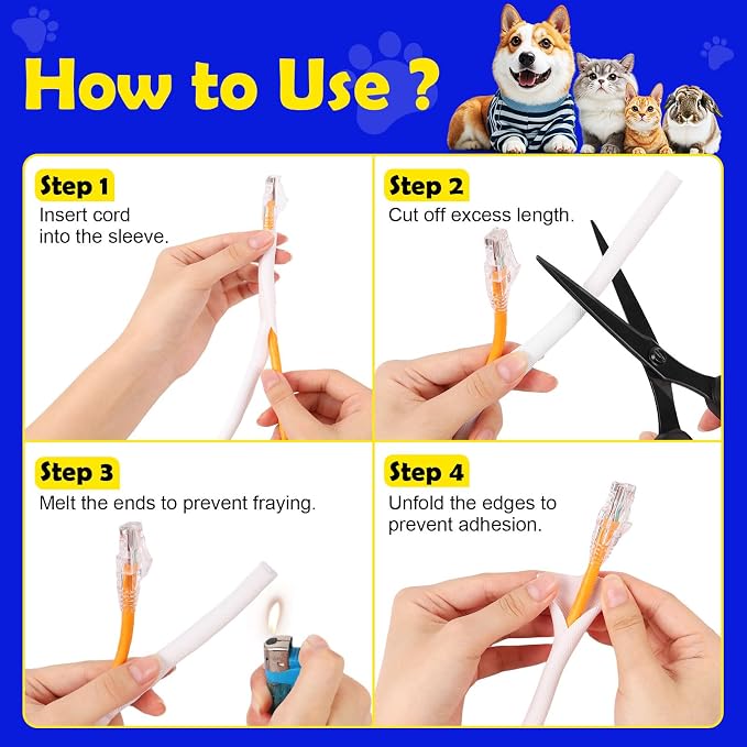 UOMTFAI Cord Protector from Pets No Chew 3/8” 10ft Cable Sleeve White | Wire Protector, Cord Sleeve, Cord Management for HDMI, Charging Cable, USB