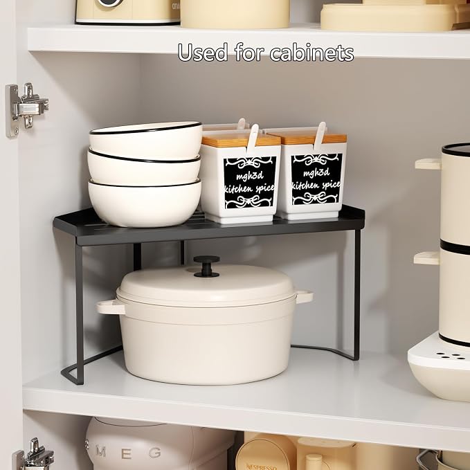 Stackable Metal Kitchen Cabinet Organizer,Kitchen Corner Shelf with Non-Slip Mat,Bathroom Organizer,Storage Shelf for Cabinet/Bathroom/Countertops/Utensils