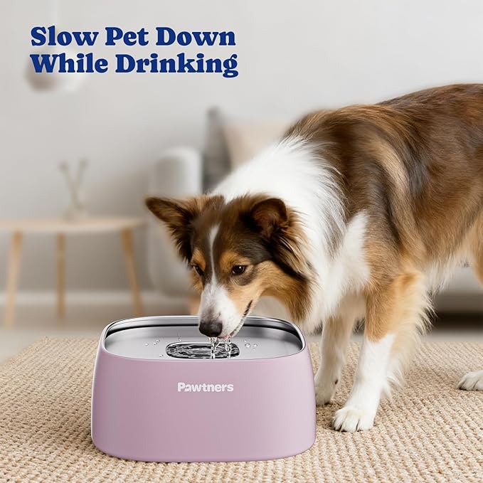 Upgrade No Spill Water Bowl for Dogs, 135oz/4L All Stainless Steel Dog Water Bowl with Non-Slip Base, Spill Proof for Medium Large Messy Drinkers, Anti Splash, Slow Drinking, Slobber Stopper, Pink