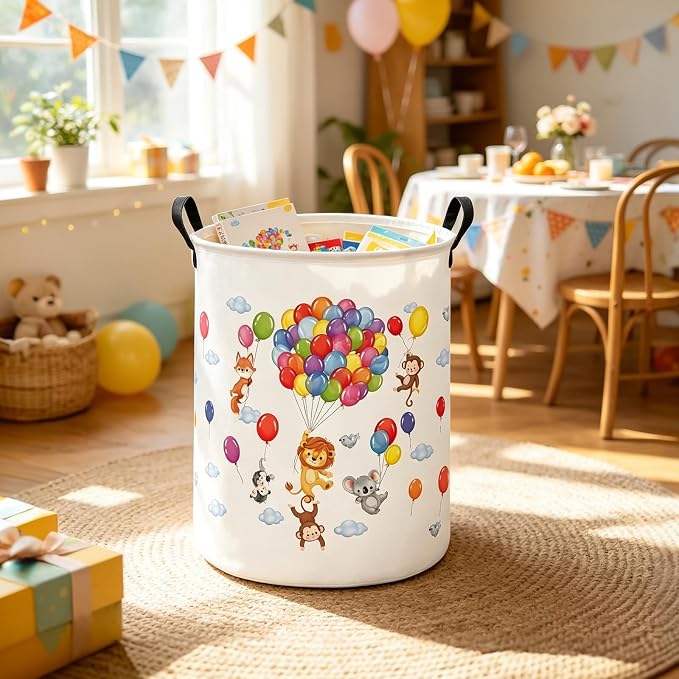 Cute animal Storage Bin Foldable Nursery Basket | Foldable with Waterproof PE Coating Organizer Bin for Kids Boys and Girls,Office,Bedroom,Clothes