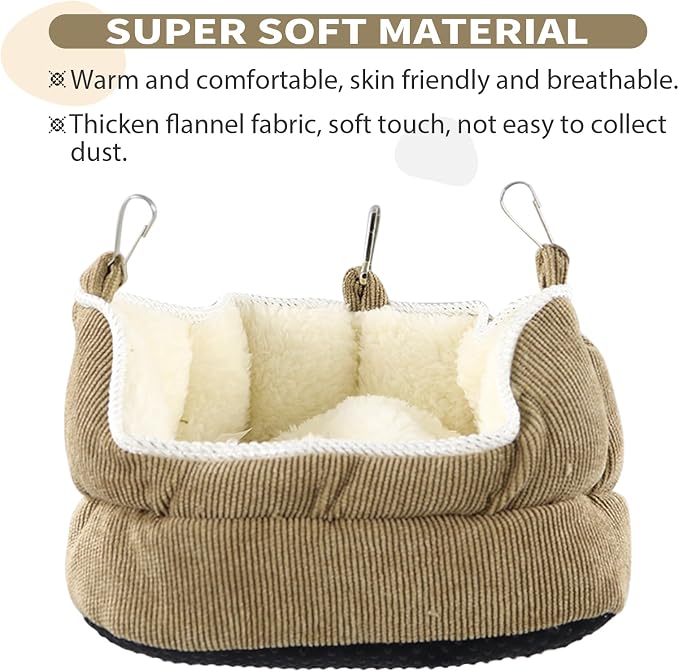 QBLEEV Bird Nest House, Parrot Winter Warm Bed for Cage Hanging Hammock | Soft plush snuggle hut tent, parrot cage accessories hideaway sleeping bed for budgie parakeet cockatiel conure lovebird