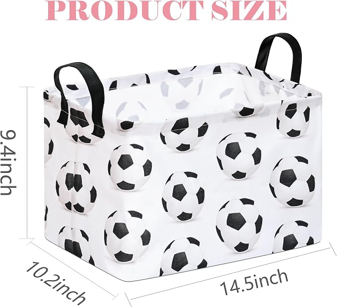 Rectangle Soccer Football Storage Basket | Gift Storage, Home Shelf Organizer Box, Clothes Laundry Hamper, Nursery Basket, With Handles