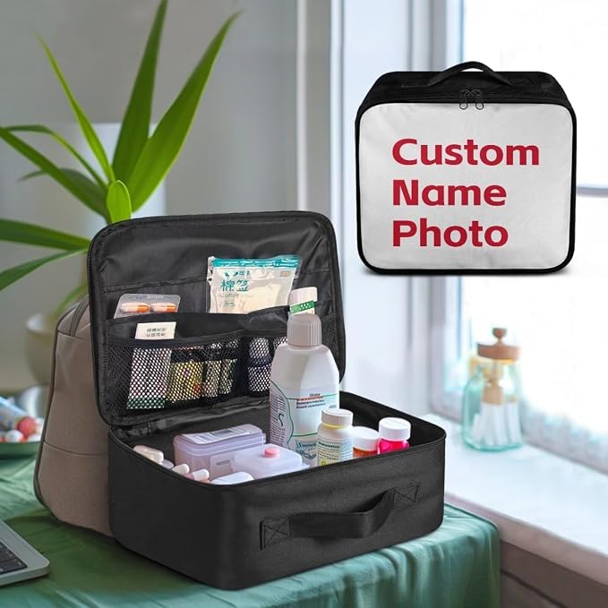 Custom Medical Bag Empty Medium Personalized First Aid Bag Empty Travel Medicine Bag Medical Supplies Organizer Bag Portable Kit for Traveling Car Camping Hiking School Student Dorm