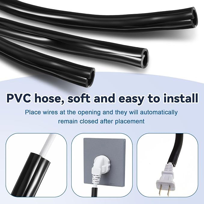 Pangda 30 ft Cord Protector for Dogs and Cats, 2 mm Thick 1/2 Inch, Black