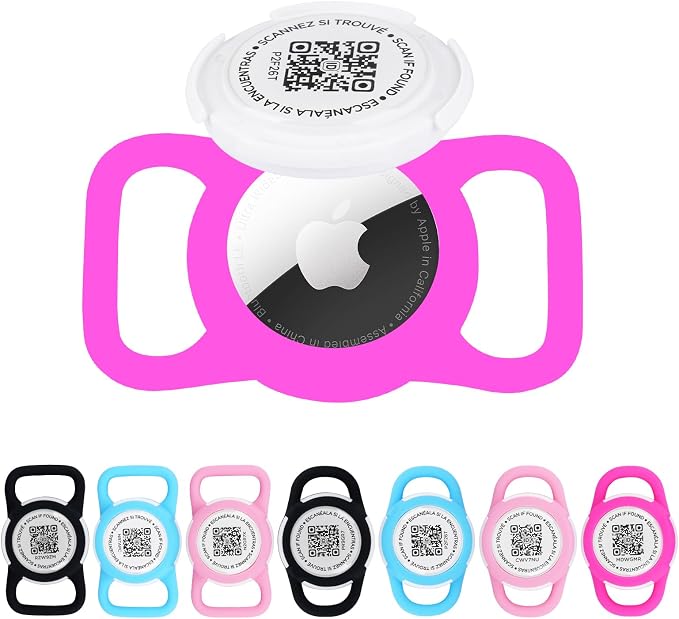 Smart Pet Tracker Holder for Pets - Waterproof QR Code Silicone Case, Durable Collar Attachment for Cats & Dogs, Easy Tracking Accessory (Rose Madder, m)