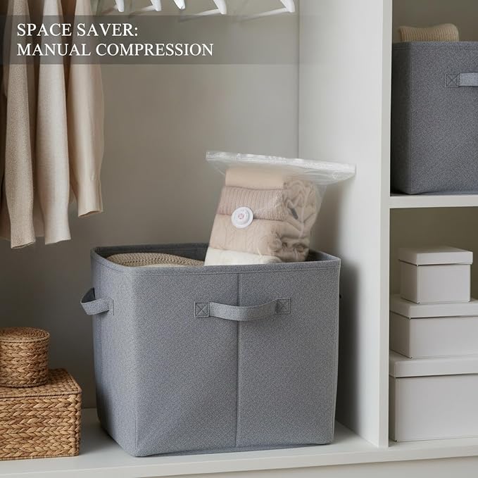 1 Pack Manual Compression Storage Bag, Space Saver with One-Way Valve for Travel and Closet Organization, Durable PET PE Material