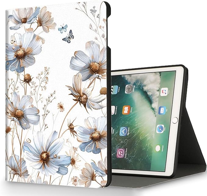 for Microsoft Surface Pro X/Pro X Plus-13 2019/2020/2021/2024 Tablet Case,Auto Wake/Sleep,Adjustable Stand Protective Cover - Blue Flower