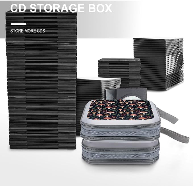 Portable Hard Shell DVD Storage Mushrooms, 40-Disc Binder with Carry Strap, Protective Case for Movies Music Travel