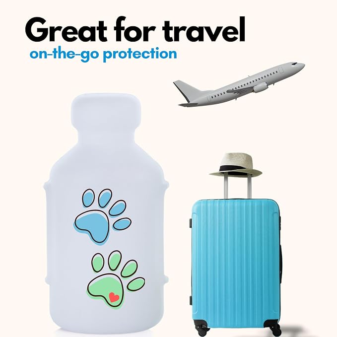 VIAL SAFE Silicone Insulin Vial Protector Case Cover 2-Pack Paw Prints