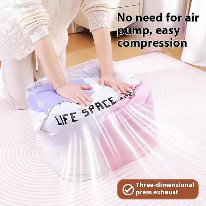 No Pump Vacuum Storage Bags - Airtight Portable Reusable Space Saver Pack | Storage Organizer, No Pump Vacuum Bags, Airtight Space Saving Design, Reusable Travel Storage, Protects Clothes and Bedding